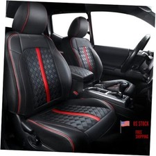 Leather 3rd Gen Tacoma 2016-2023 Crew Cab 2016-2023 Black-red  Full Set