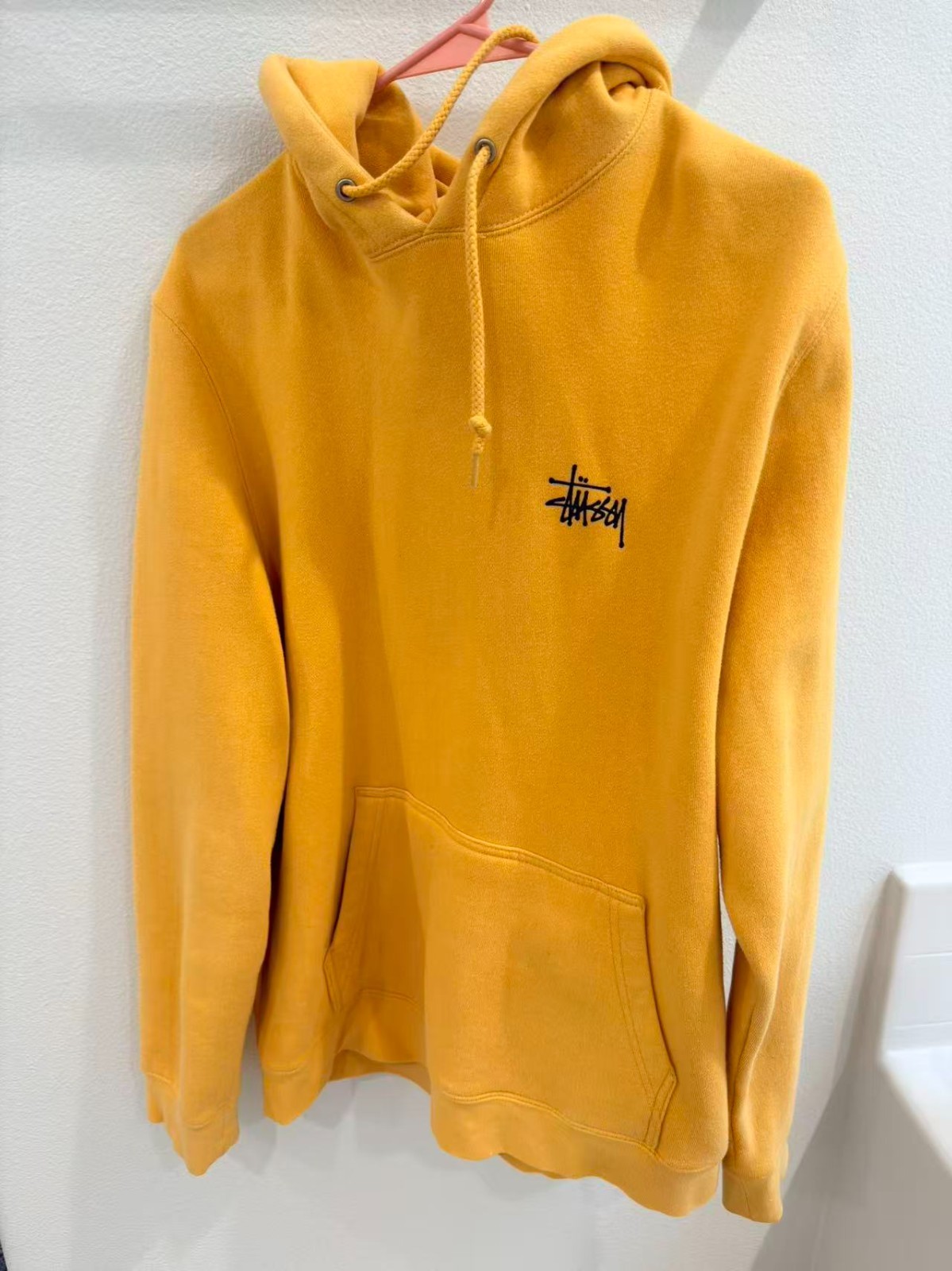 Unisex Stussy Yellow Hoodie M size image 2