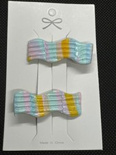 Lot de 2 barrettes cheveux nœud multicolores 5 cm