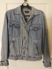 Ralph Lauren RRL Mens Large Denim Jacket Distressed Jean Trucker