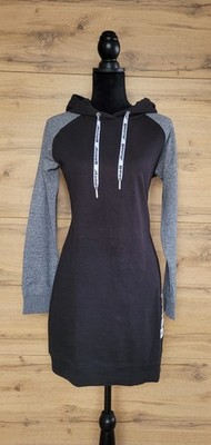 Sweatkleid Kleid Hoodie Pullover mit Kapuze Schwarz-grau Damen von BENCH Gr. S