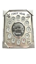 Baby's First Year Collage Picture Frame Silver Mirror 13 Openings NIB Vintage