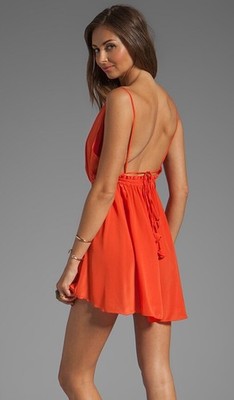 INDAH Tahani Waves Silk Cowl Neck Open Back Short Dress, Gr. S