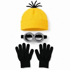 Adult Halloween Costume Accessories, 3 Pcs Beanie Goggles Gloves Set