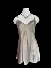 Vintage Y2K Victoria's Secret 100 Silk Slip Dress Gold Taupe Sz S EUC