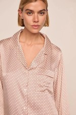 Eberjey Inez Washable Silk Printed Long PJ Set Geo Sphere Silver Pink XS