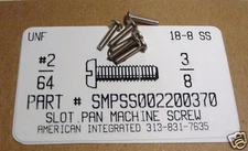 #2-64x3/8 Pan Head Slotted Machine Screws Stainless Steel (100)