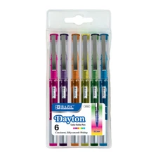 6 Color Dayton Rollerball Pen w/ Metal Clip, Consistent, Silky Smooth Writing