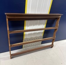 Vintage Wooden Wall Hanging Plate Rack Dark Wood Cottage Rustic