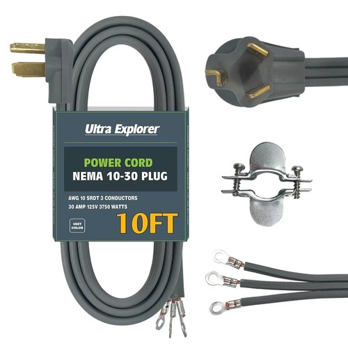 10 AWG 3 Prong Dryer Cord, 10 Ft Heavy Duty Appliance Cord SRDT, 30 Amp Power Co