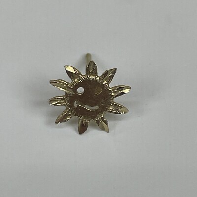 Vintage 14k GELBGOLD Einzelner Ohrring Sonne Gesicht Form 1 Stück