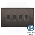 BG Black Nickel Custom Grid Switch Panel Labelled Kitchen Appliance 4 Gang 