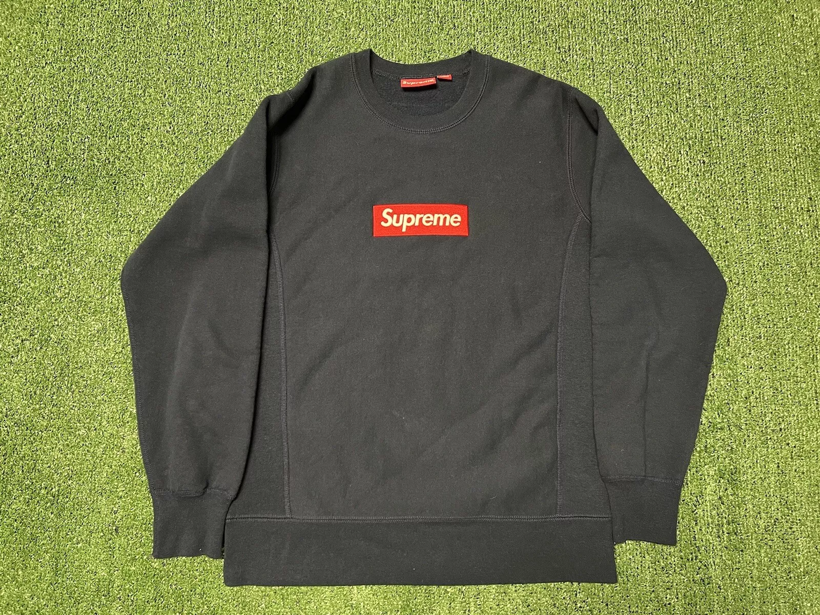 Supreme Box logo crewneck taille marine moyenne FW 2015 OG authentique 