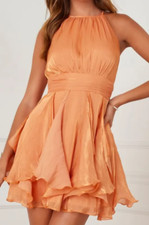 Women's VICI Cosima Ruffle Halter Mini Dress Medium Orange - New Without Tags