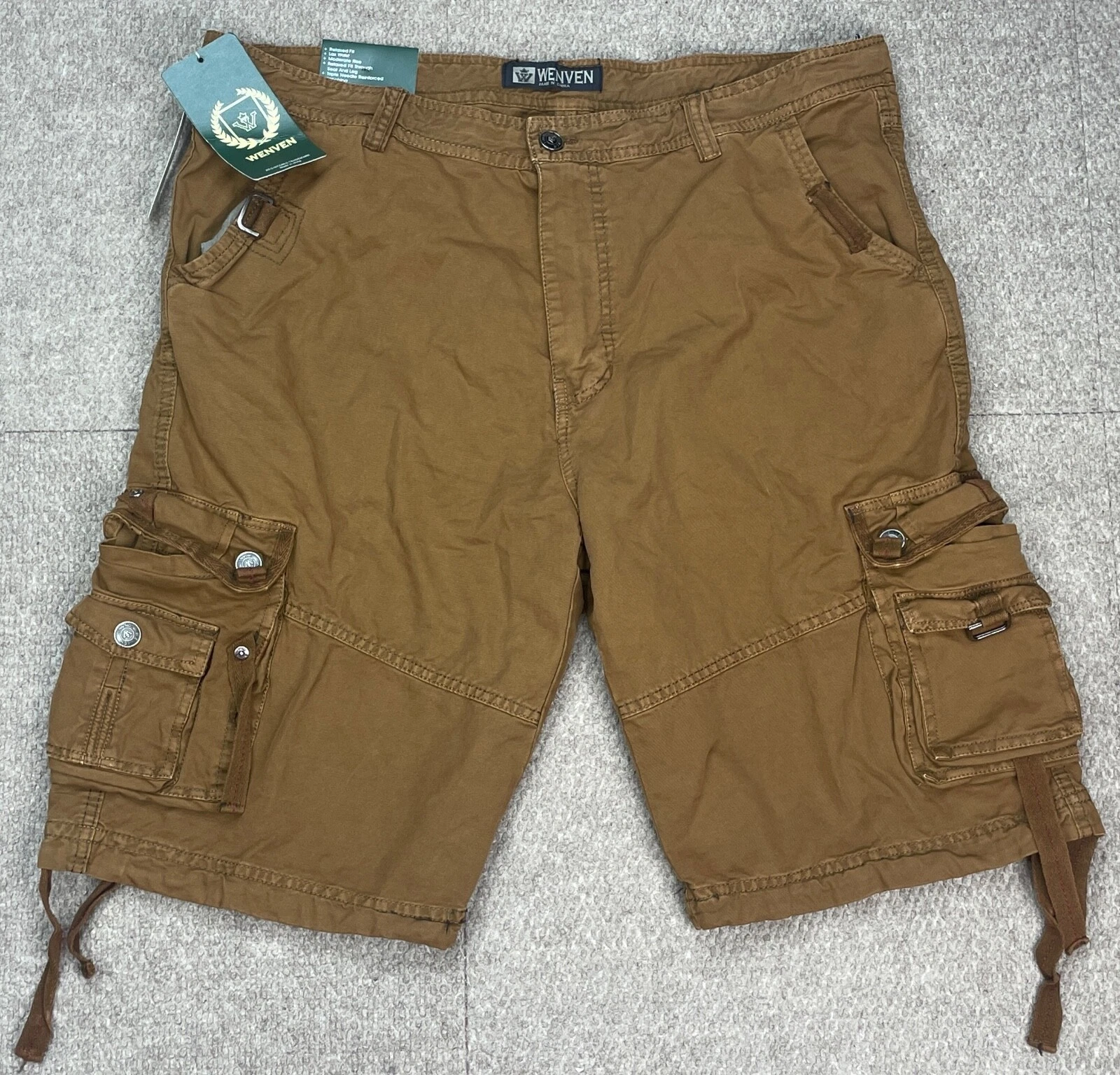 Wenven Men's Rust Cotton Twill Cargo Shorts Size 40
