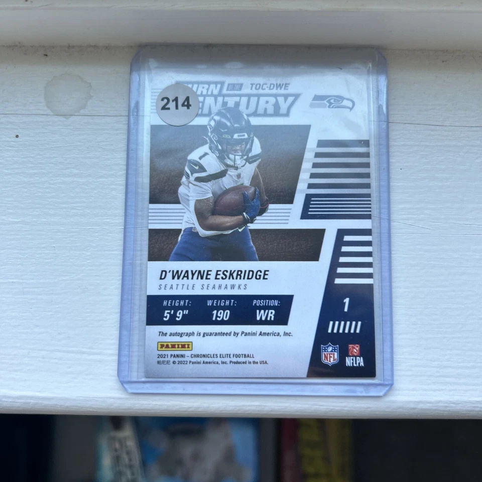 D’Wayne Eskridge RC Auto /49 Pink 2021 Elite Turn Of The Century Auto Seahawks - Image 2 of 2