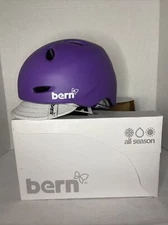 BERN Berkeley Womens Summer Matte Purple Small Zip Mold Bike Skate Helmet Visor