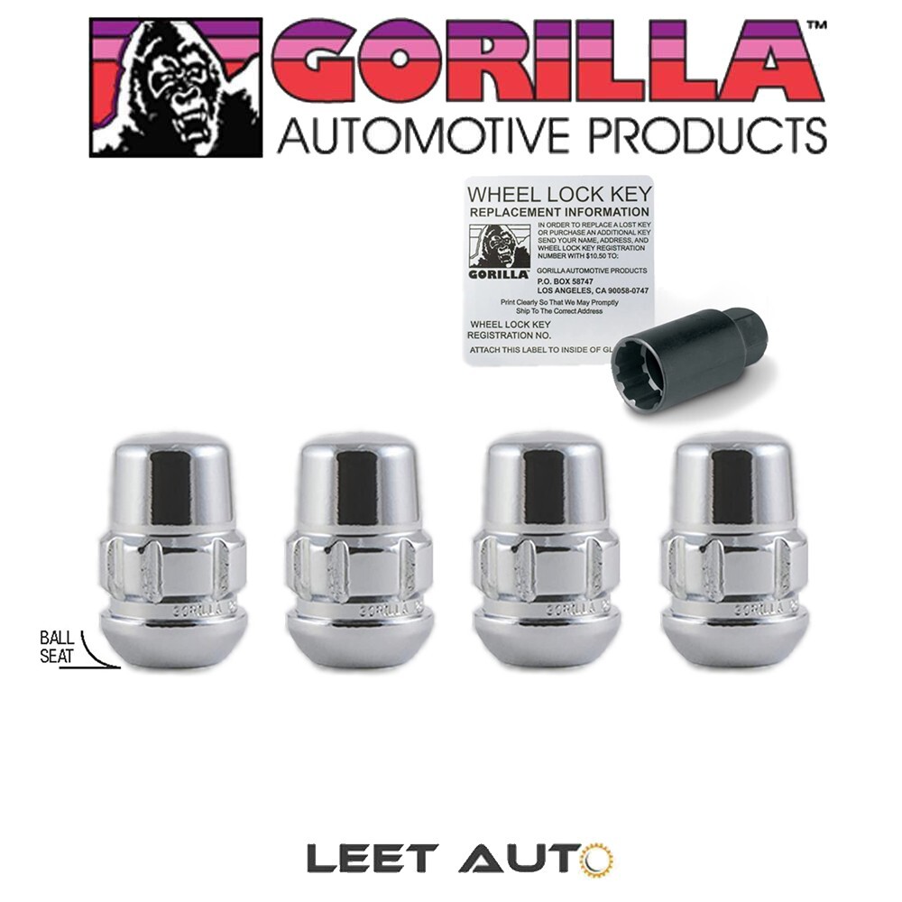 Gorilla Wheel Locks, Honda Acura Radius/Ball Seat, Chrome, 12mm x