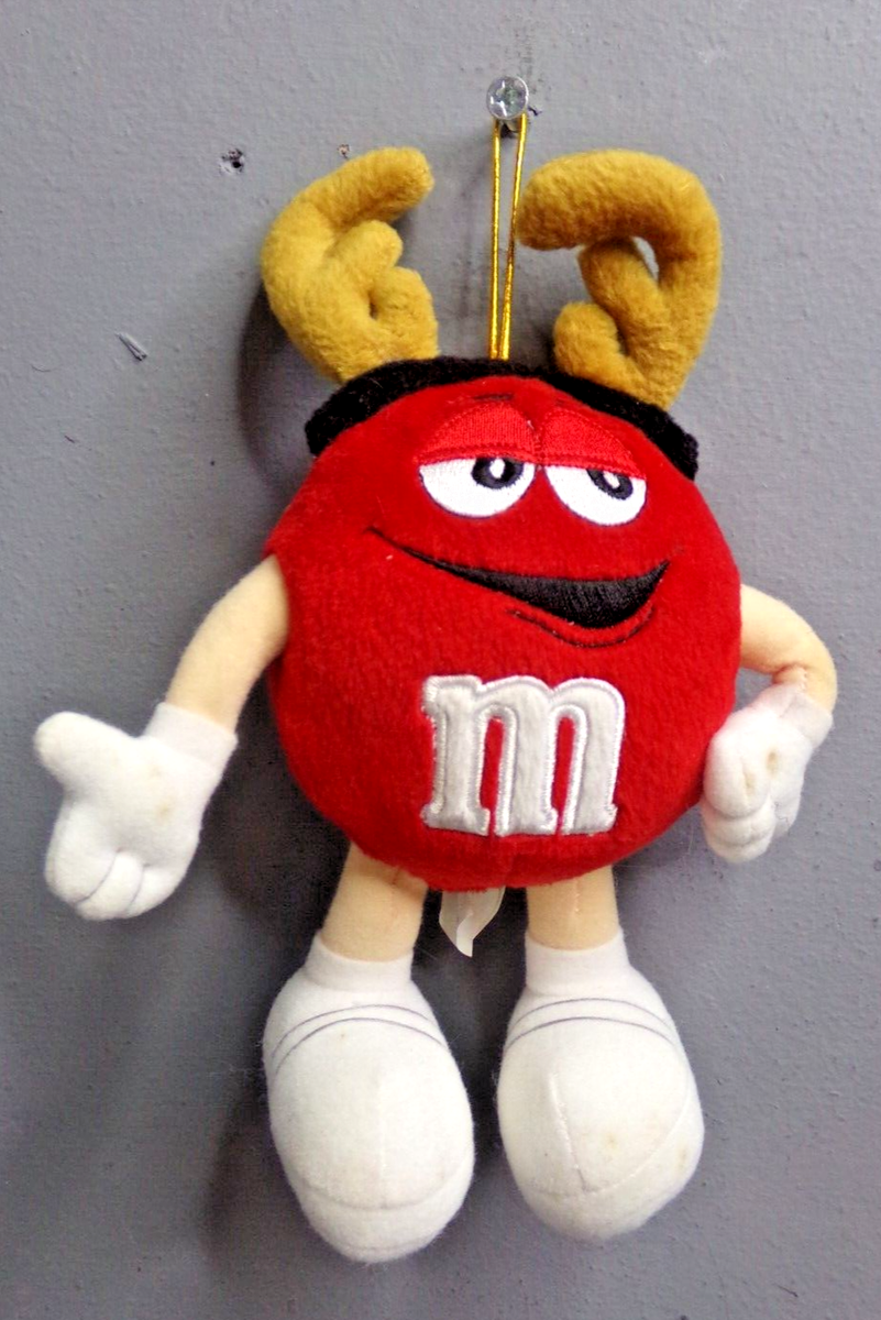 10 INCH PLUSH RED M&M WITH REINDEER ANTLERS - Main Image