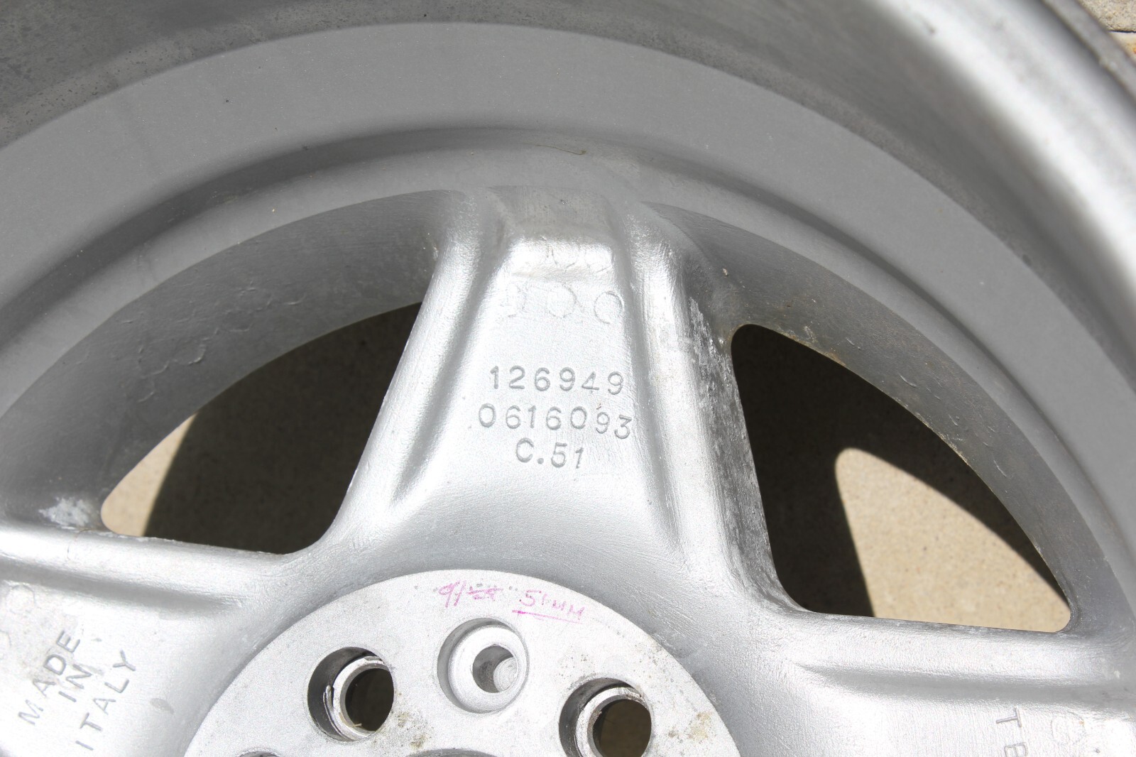 Set of Two Ferrari 16x9.5 Rear Wheels – P/N 126949 – Made in Italy