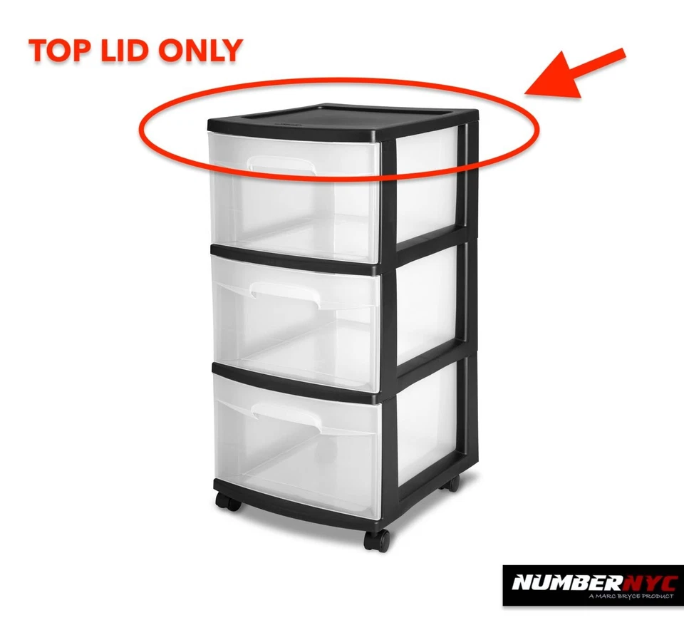 Sterilite BLACK TOP LID - COVER ONLY for Plastic 3 Drawer Cart Organizer Storage - Image 2 of 3