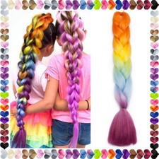 Pre Stretched Braiding Hair Extensions Rainbow Jumbo Braids Dreads Ombre Plaits
