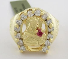 LAB CREATED RUBY & WHITE SAPPHIRE SAINT  BARBARA RING 10K GOLD - New With Tag