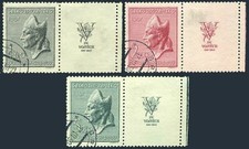 Czechoslovakia 326-328/label,used.Michel 515-517zf. St Adalbert,Bishop.1947.