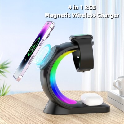 Magnetic Wireless Charger Fast Charging For Smart Phone Atmosphere Light Chargin