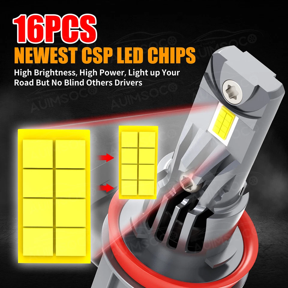 H11 H8 H9 LED Headlight Bulbs White Light Kit Low Beam For Ram C/V 2012-2015 - Image 4 of 4