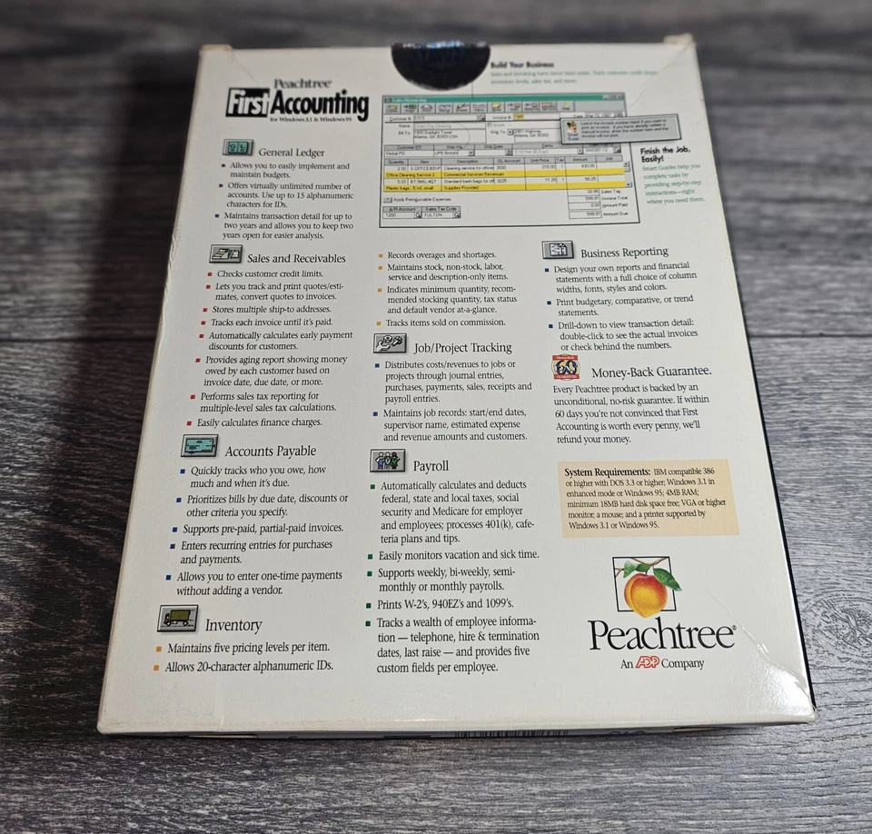 Peachtree First Accounting Windows 3.1 & Windows 95 PC 3.5 Diskettes New Open Bx - Image 3 of 4