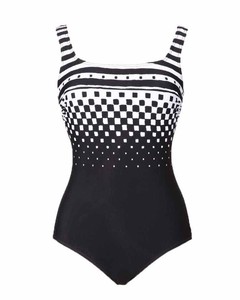 black and white checkered one piece swimsuit