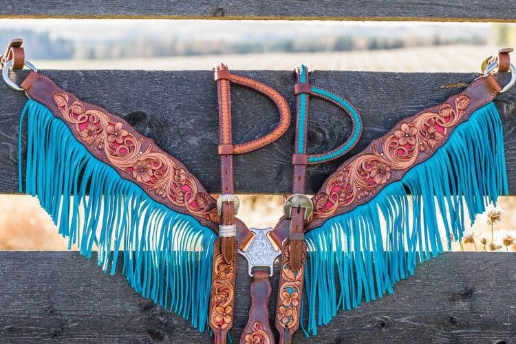 Western Brown Leather Set of 2 and Collar with Recommended Breast New color Headstall