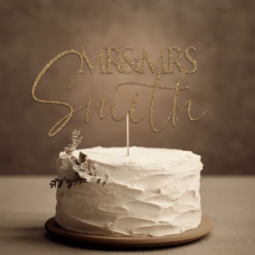 Ghirlanda Rustica Personalizzata Mr Mrs Anniversario Matrimonio Specchio Glitter Cake Topper - Foto 6 di 16