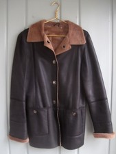 Feraud Paris Womens Medium Coat Jacket Black Leather Fur Lined Winter 8 10 M