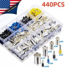 440PCS Wire Ferrules Kits Crimp Terminal Connector AWG 2/0 1/0 2 4 10 12 14 16 