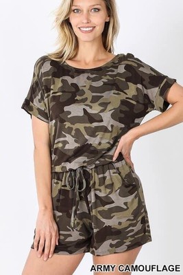 camouflage romper shorts