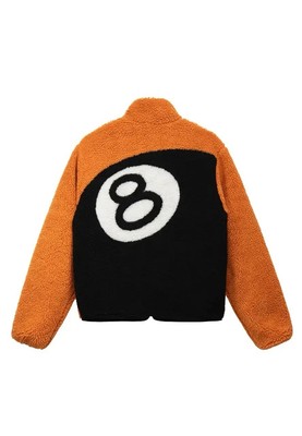 Stussy Sherpa 8 Ball Reversible Jacket Size M NWT Deadstock Orange 