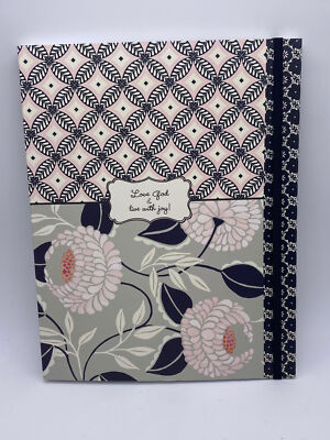 Journal A5 Größe ''Liebe Gott und lebe mit Freude'' rosa und blau Blumenmuster
