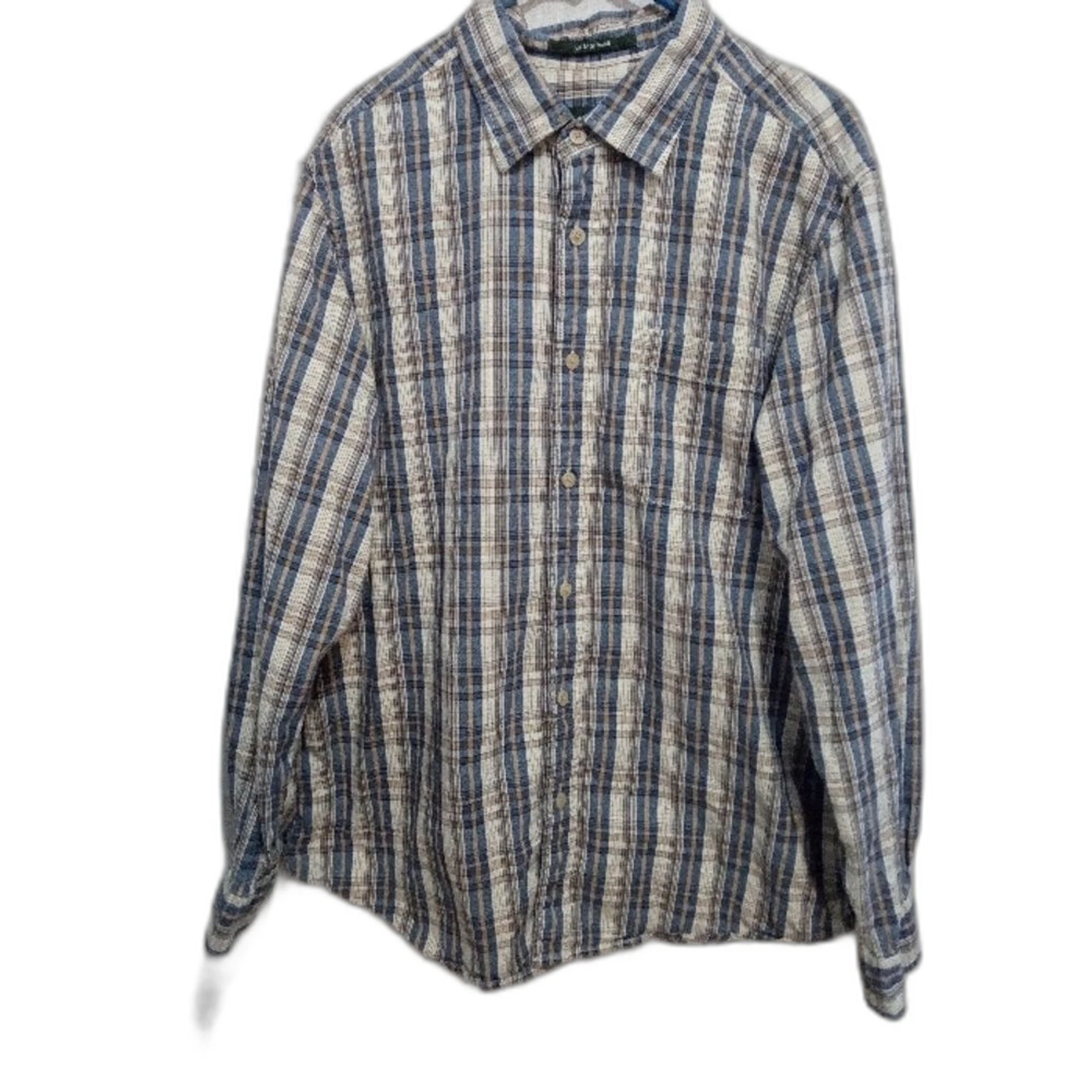 Eddie Bauer Shirt Mens XL Plaid Button Down Vintage Wash Casual Outdoor Classic