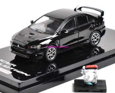 Hobby Japan 1:64 Black Evolution X EVO 10 Engine Model Diecast Metal Car
