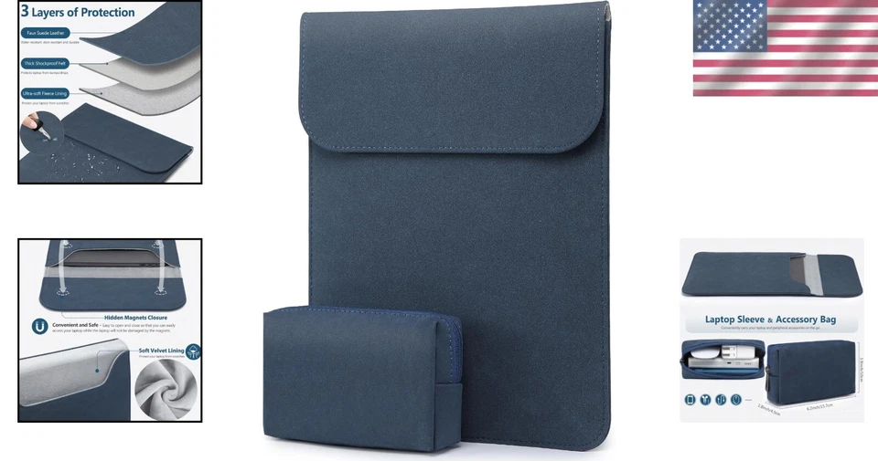 Minimalist 15-Inch Laptop Case in Navy - Perfect for MacBook & Microsoft Surface - Image 2 of 4
