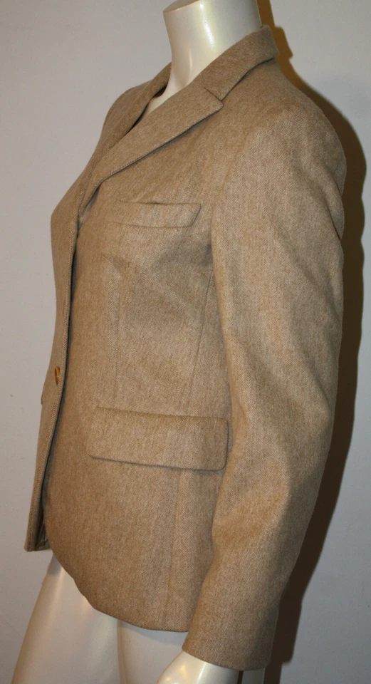 Chaqueta Blazer MK MASKA Camel Beige Lana Angora EE. UU. 10 Espiga Chevron Foto 4 de 4