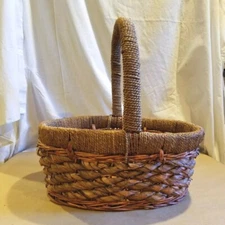 Wicker Shopping Basket Oval Gardening Natural Rattan - 16" L x 13" W x 17" H