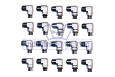 Straight Thread | 90° Elbow | 1/4'' Male JIC x 1/4'' Male O-Ring Boss | 20 Pack