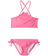 NEW Billabong Sol Searcher Hi Neck Strappy Back Bikini Set Girl's sz 4 Pink