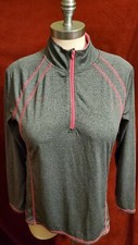L Everlast Sport Grey Gray Pink Pullover 1/4 Zip Shirt Running Size Large