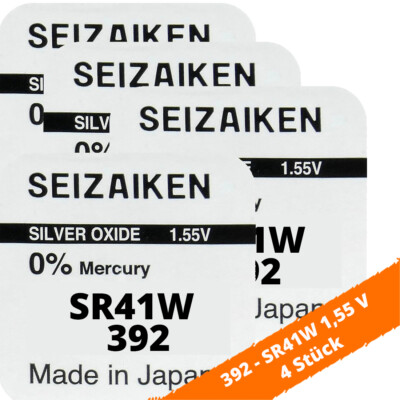 4 x SEIZAIKEN 392 SR41W Batterie Knopfzelle SR41 280-13 RW347 1,55V Seiko Uhr