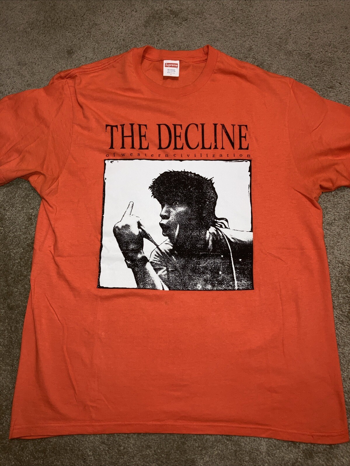 Supreme Black Flag Decline Of Western Civilization Tee Shirt Orange Rock Size L