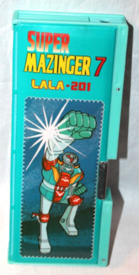 NEW VINTAGE LALA 201  SUPER MAZINGER 7 MAGNETIC SCHOOL PENCIL CASE MADE IN KOREA